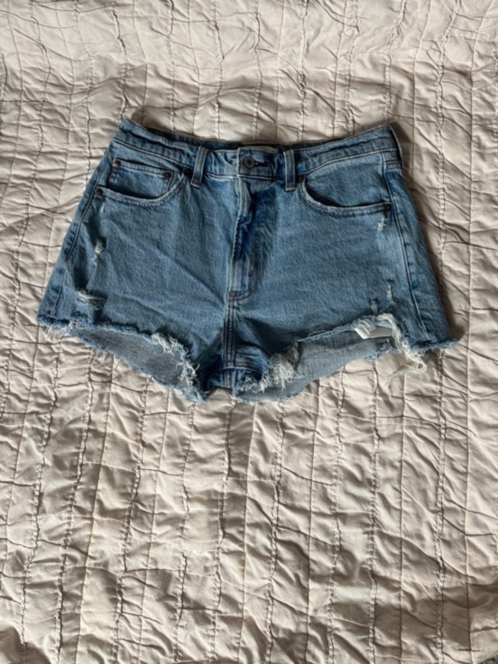 Abercrombie & Fitch Light Blue Distressed Denim Shorts
